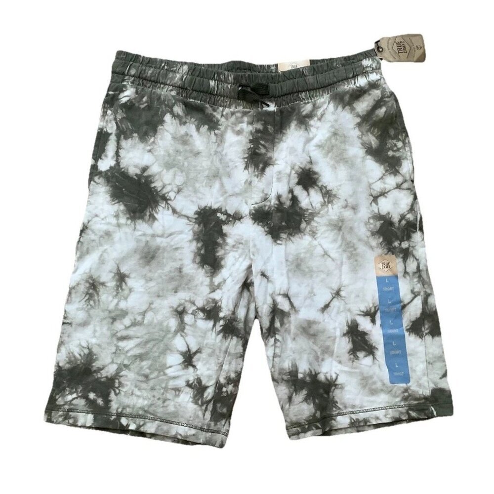 True Craft Boys Tie Dye Shorts Green Large Cotton Drawstring Pockets NWT